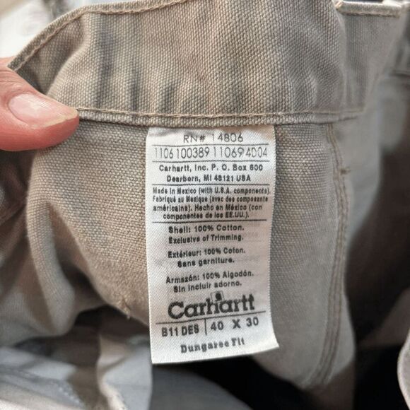 Carhartt B11 DES - Beige Men’s Canvas Work Pants Dungaree Fit 38x29 Straight Leg - Picture 6 of 7
